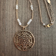 Load image into Gallery viewer, Moonstone Metatron Cube Necklace - Sacred Shimmer
