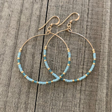 Load image into Gallery viewer, Large Colorful Beaded Wire Hoop Earrings
