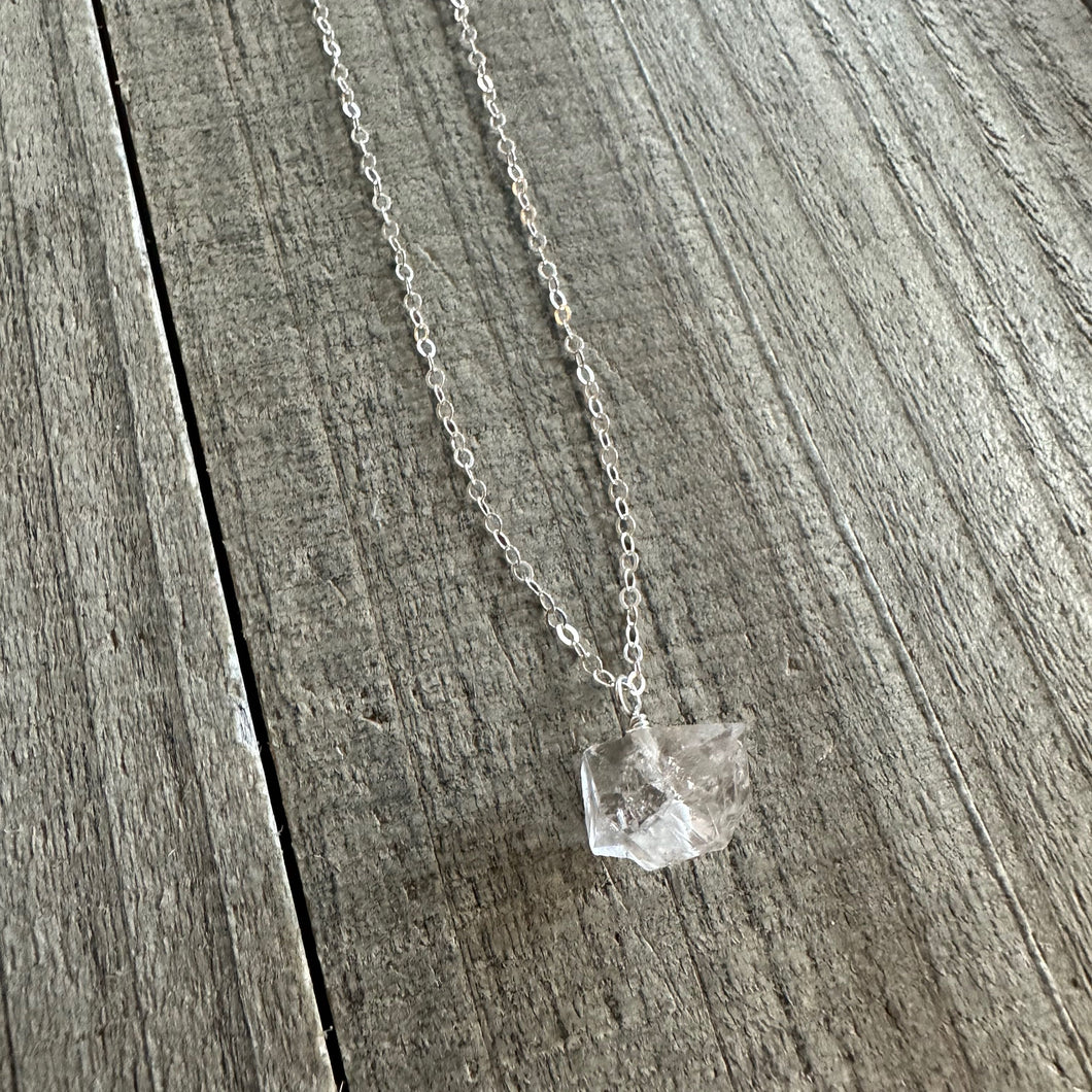 Sterling Silver Necklace with a Herkimer Diamond Stone Pendant
