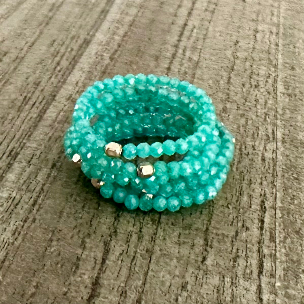 Crystal CZ Teal Green Ring Stack (6 pak)