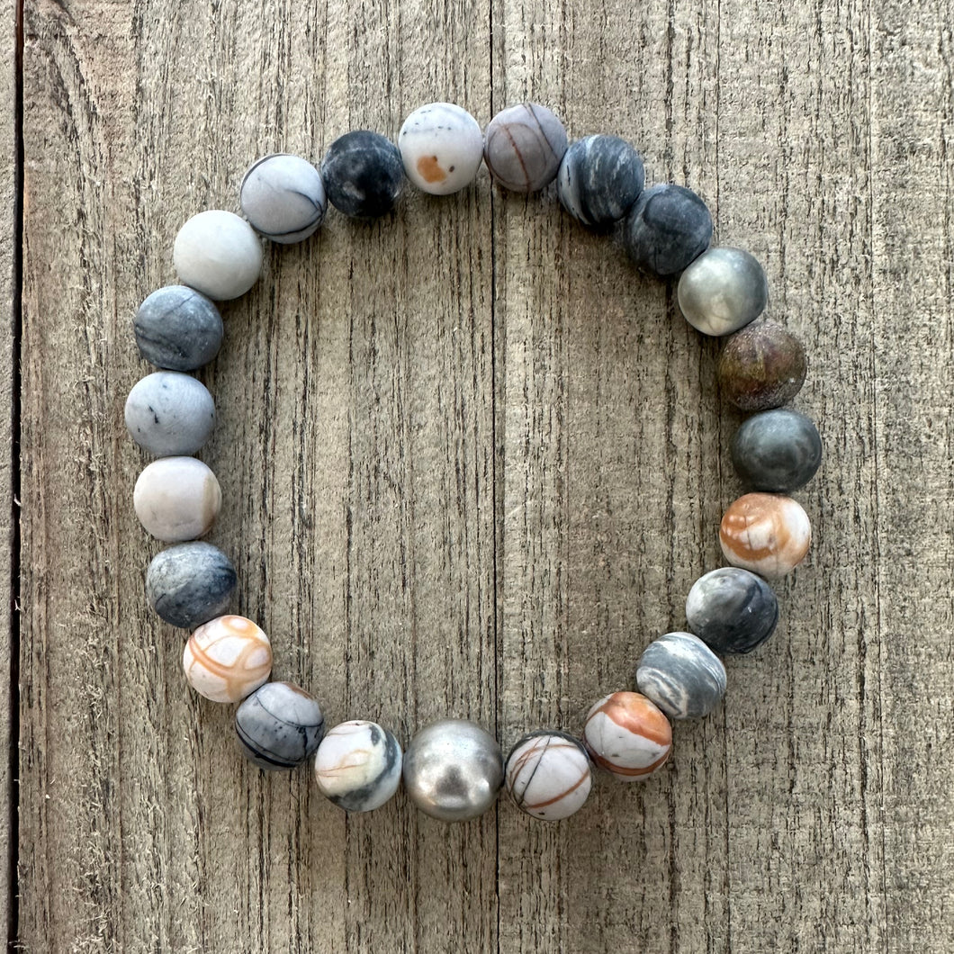 Picasso Jasper Bracelet with Sterling Silver Accent Bead