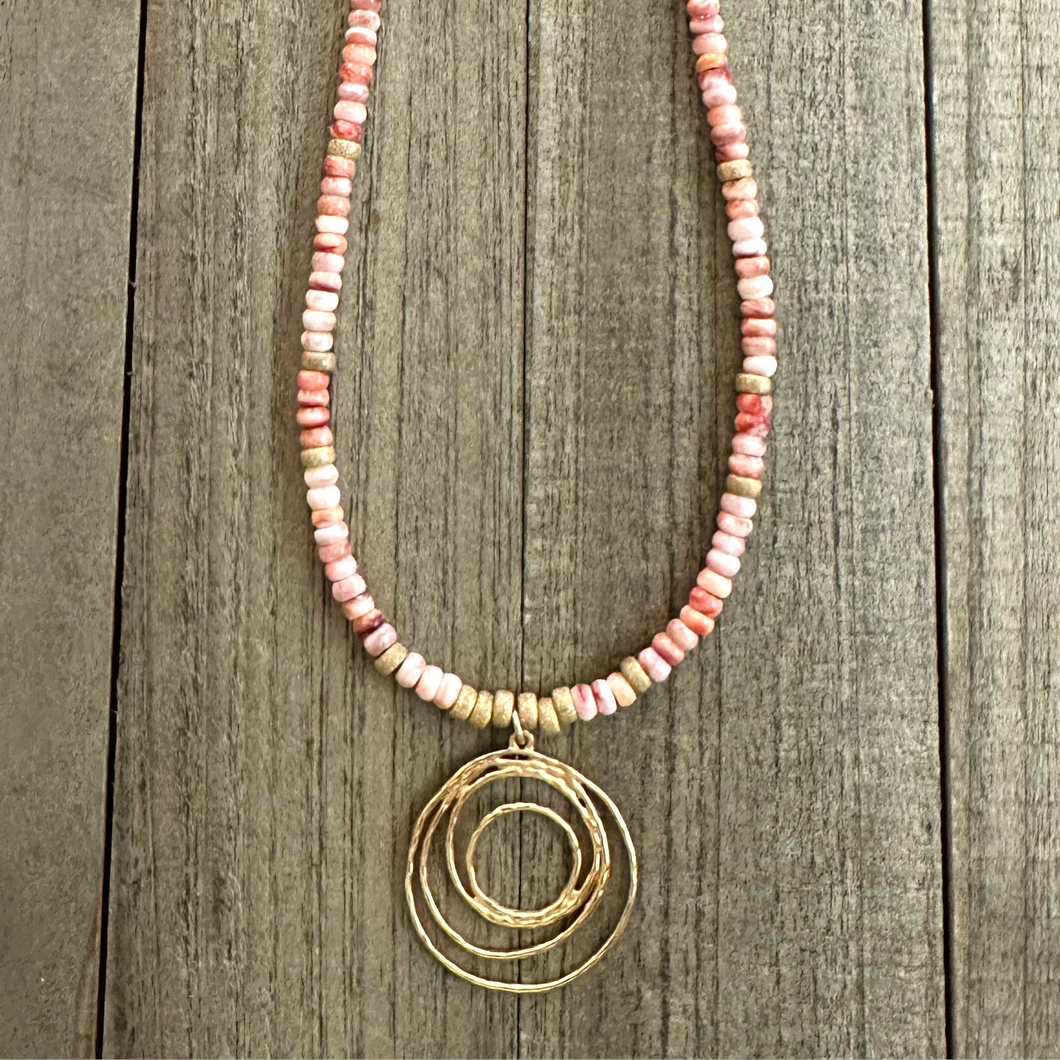 Spiney Oyster Necklace with Spiral Gold Plated Charm