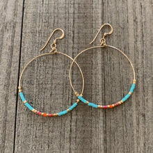 Load image into Gallery viewer, Large Colorful Beaded Wire Hoop Earrings
