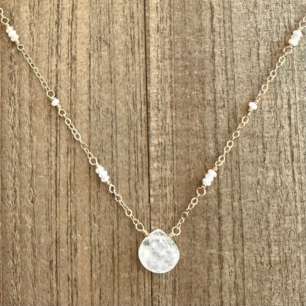 14K Gold Filled Necklace with Beautiful a Moonstone Charm