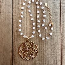 Load image into Gallery viewer, Moonstone Flower Spiral Necklace - Sacred Shimmer
