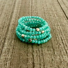 Load image into Gallery viewer, Crystal CZ Teal Green Ring Stack (6 pak)
