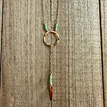 Load image into Gallery viewer, Emerald Lariat Style Necklace with 14K Gold Filled Chain
