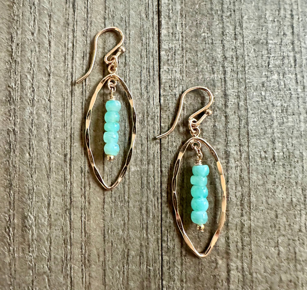 Blue Opal Marquis Earrings 30mm