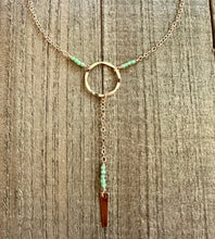 Load image into Gallery viewer, Emerald Lariat Style Necklace with 14K Gold Filled Chain
