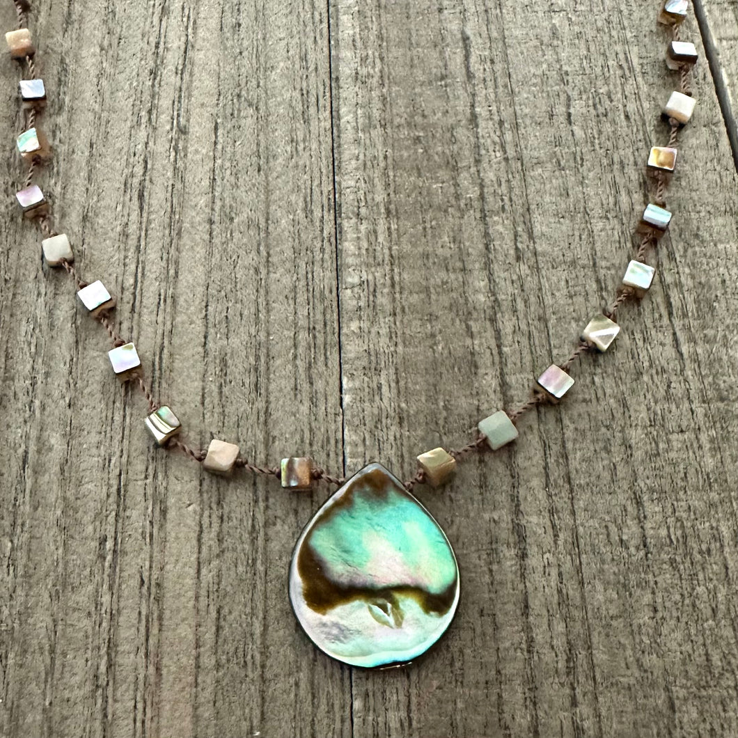 Knotted Abalone Shell Necklace