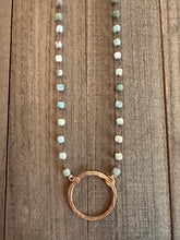 Load image into Gallery viewer, Amazonite Knotted Hoop Necklace
