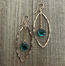 Load image into Gallery viewer, Aqua Green Quartz Marquis Earrings 50mm
