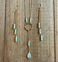 Load image into Gallery viewer, Lariat Style Necklace with Beautiful Chalcedony Stones
