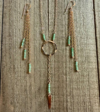 Load image into Gallery viewer, Emerald Lariat Style Necklace with 14K Gold Filled Chain
