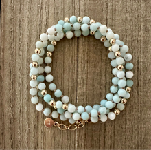 Load image into Gallery viewer, Knotted Amazonite Wrap Bracelet with 14k Gold Filled Accents
