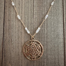 Load image into Gallery viewer, Moonstone Metatron Cube Necklace - Sacred Shimmer
