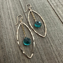Load image into Gallery viewer, Aqua Green Quartz Marquis Earrings 50mm
