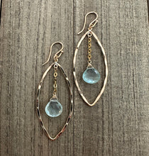 Load image into Gallery viewer, Aqua Blue Quartz Marquis Earrings 50mm
