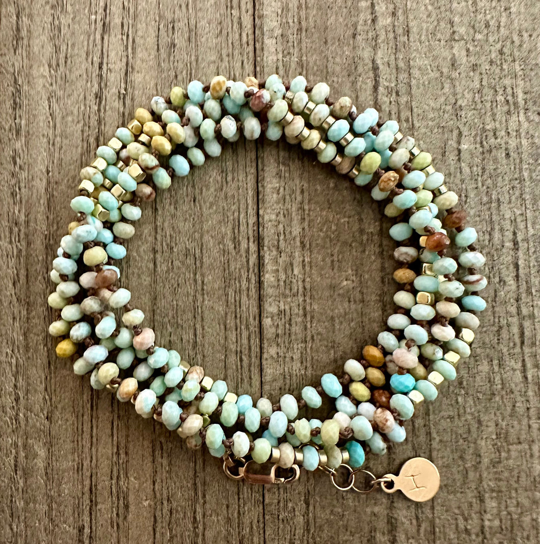 Beachy Knotted Magnesite Wrap Bracelet