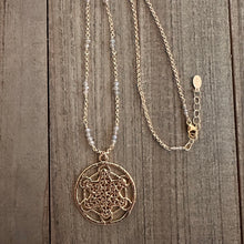 Load image into Gallery viewer, Labradorite Metatrons Cube Necklace - Sacred Shimmer
