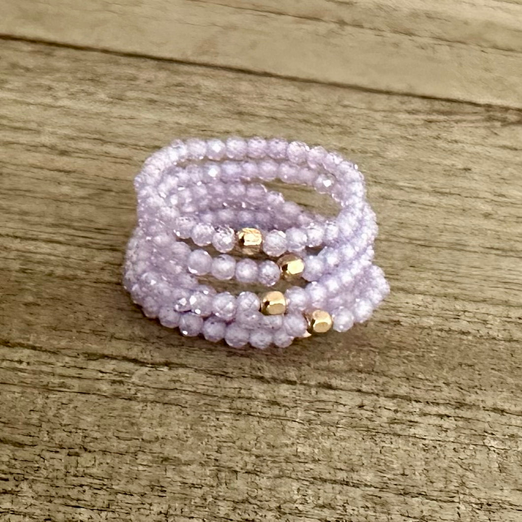 Crystal CZ Lavender Ring Stack (6 pak)