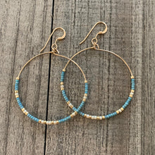 Load image into Gallery viewer, Large Colorful Beaded Wire Hoop Earrings
