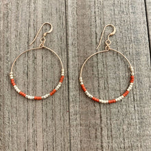 Load image into Gallery viewer, Large Colorful Beaded Wire Hoop Earrings
