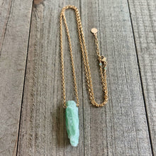 Load image into Gallery viewer, 14K Gold Filled Chain Necklace with Green Calcite Stone Charm
