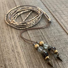 Load image into Gallery viewer, Bronze and Gold Seed Bead Wrap Necklace
