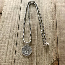 Load image into Gallery viewer, Vintage Oxidized Silver Heavy Box Chain with Sterling Silver Charm
